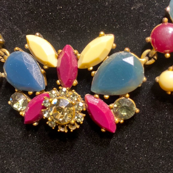 Bundle/Lot of 2 J Crew Bold Statement Necklaces Chunky Geometric Lucite Crystal - Picture 3 of 7